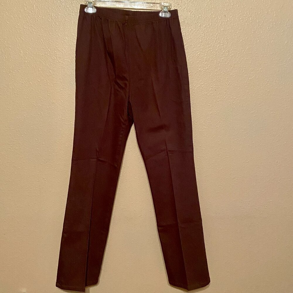 DENIM 24/7 Stretch Brown Jeans Pants Elastic Waist Pull On Women's Approx Medium